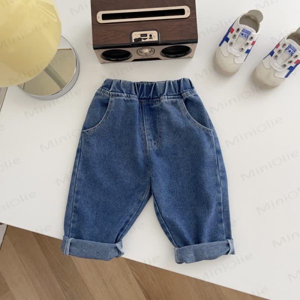 Baby Denim Solid Color Simple Pants