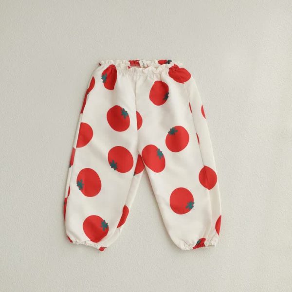 Toddler Tomato Dots Flower Plaid Pants