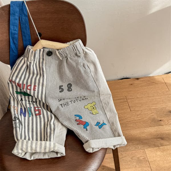 Toddler Vertical Striped Car Loose Pants