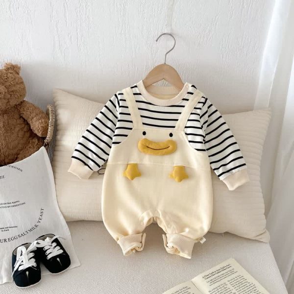 Baby Striped Duck Lovely Apricot Romper