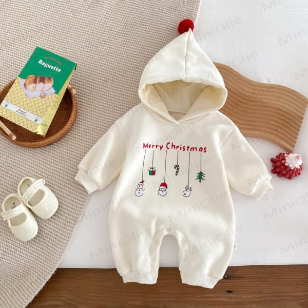 MERRY CHRISTMAS Baby Hooded Romper