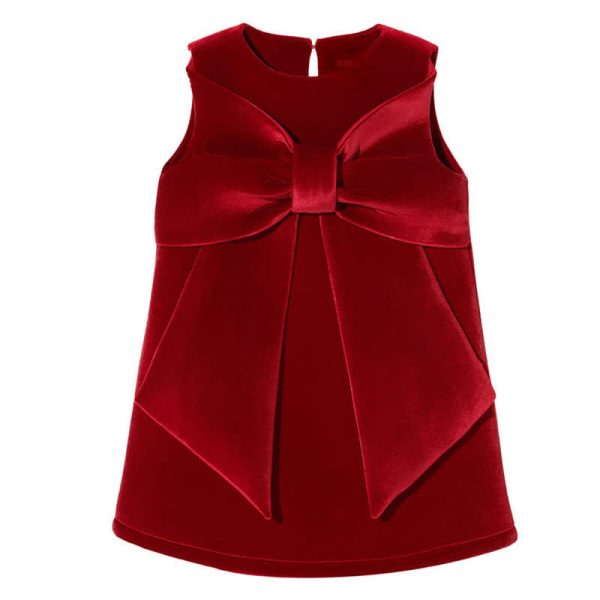 Toddler Big Bow Velvet Red Dress