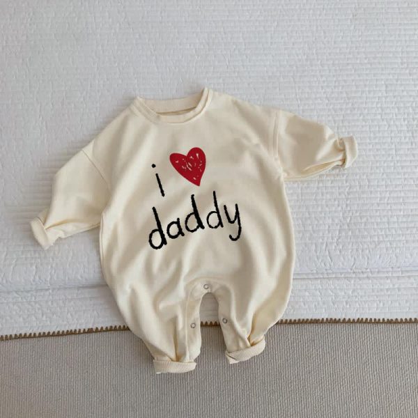 I LOVE DADDY Baby Beige Romper