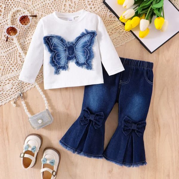 Baby 2-Piece Butterfly Bows Denim Set