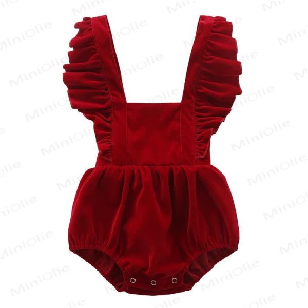 Baby Velvet Ruffled Sleeve Bodysuit