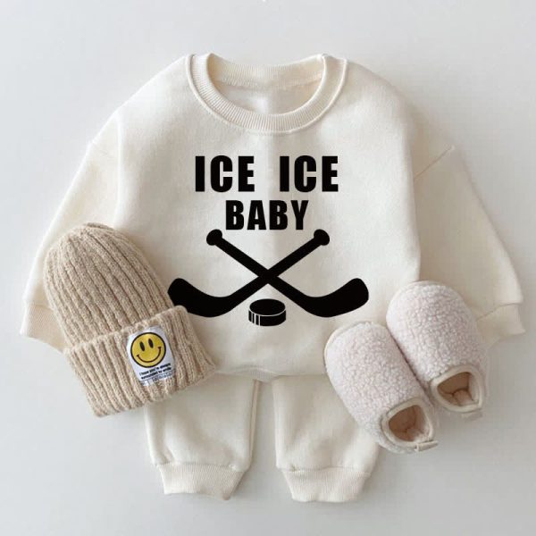 ICE ICE BABY Hockey White Sweatshirt 2-piece Set