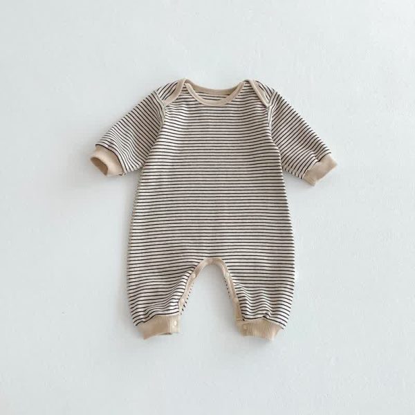 Baby Crew Neck Pinstriped Romper