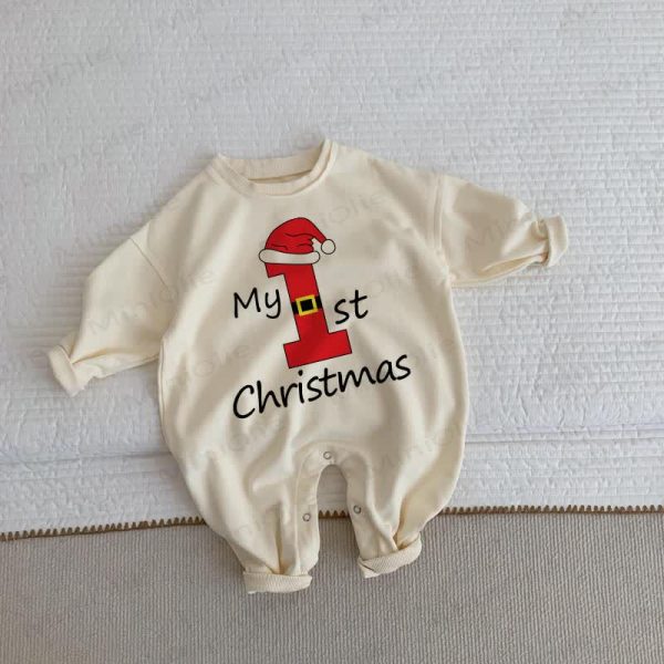 MY 1ST CHRISTMAS Baby Beige Romper