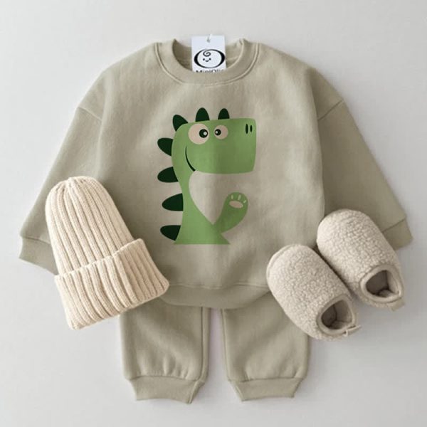 Baby 2-Piece Greeting Dinosaur Grey Green Set