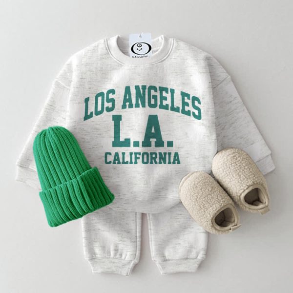 LOS ANGELES L.A. CALIFORNIA Baby 2-piece Light Grey Set