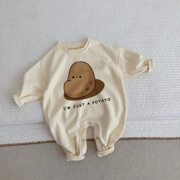 I'M JUST A POTATO Baby Beige Romper