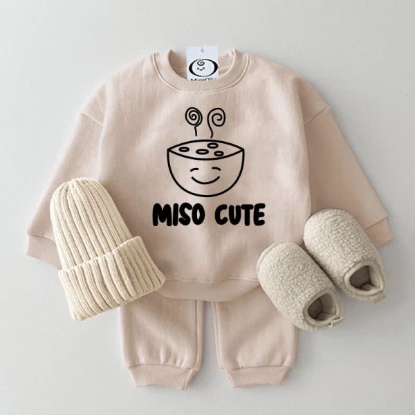 MISO CUTE Baby Beige Sweatshirt 2-piece Set