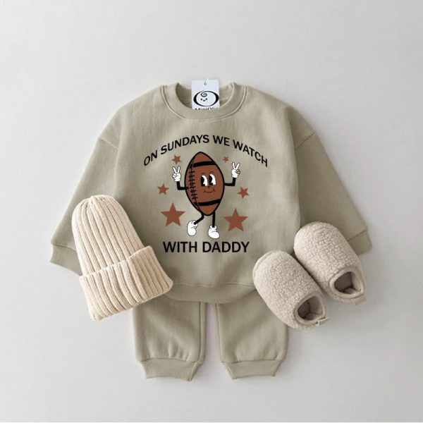 ON SUNDAYS WE WATCH FOOTBALL WITH DADDY Baby Sweatsuit 2-piece Set
