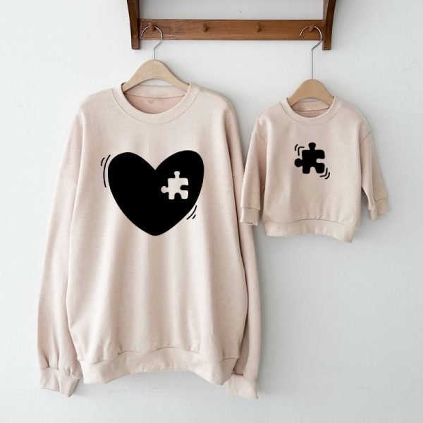 Love Heart Puzzle Mommy And Me Family Sweatshirt