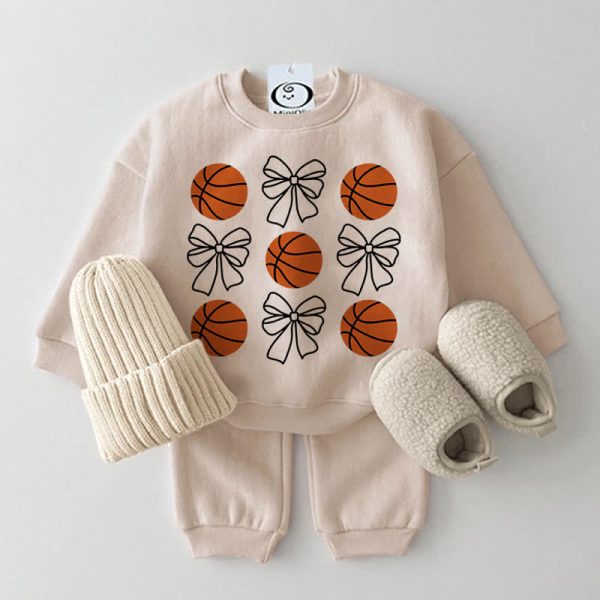 Baby 2-Piece Bowknot Basketball Beige Set