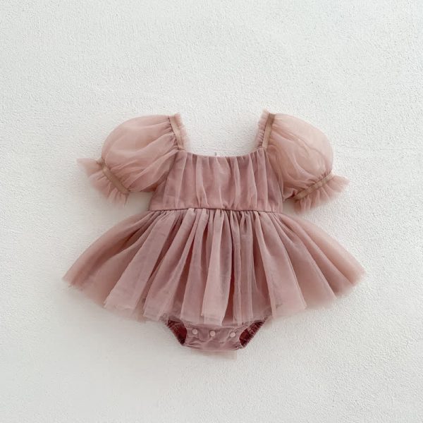 Baby Solid Color Tutu Skirted Bodysuit