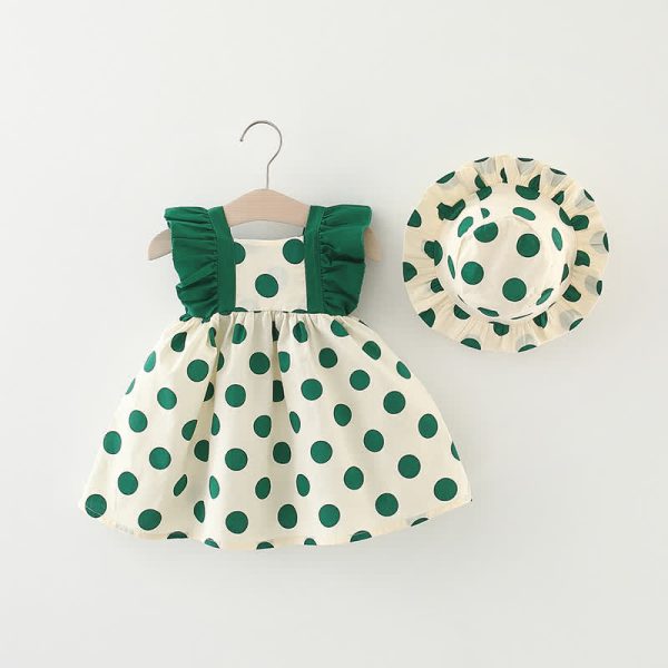 Baby Dots Ruffled Dress with Hat