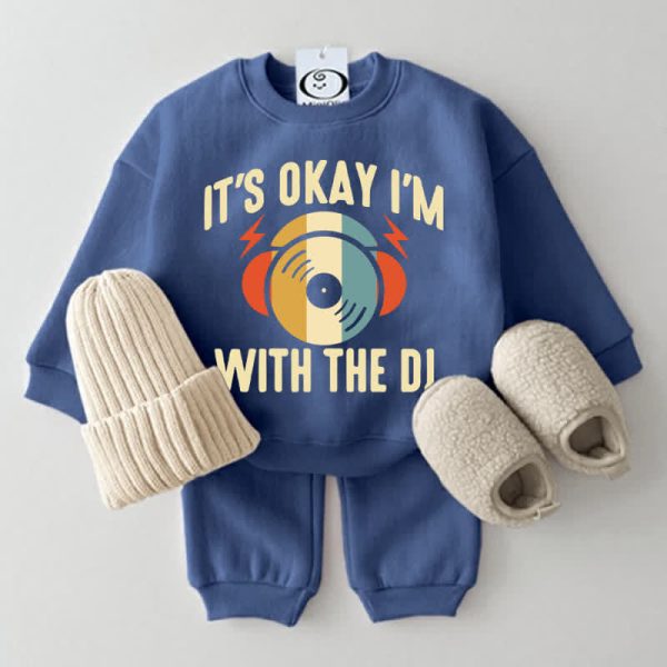 IT'S OKAY I'M WITH THE DJ Baby Blue Sweatshirt 2-piece Set