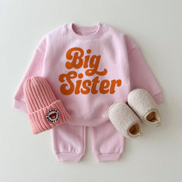 BIG SISTER Baby Pink Sweatshirt 2-piece Set
