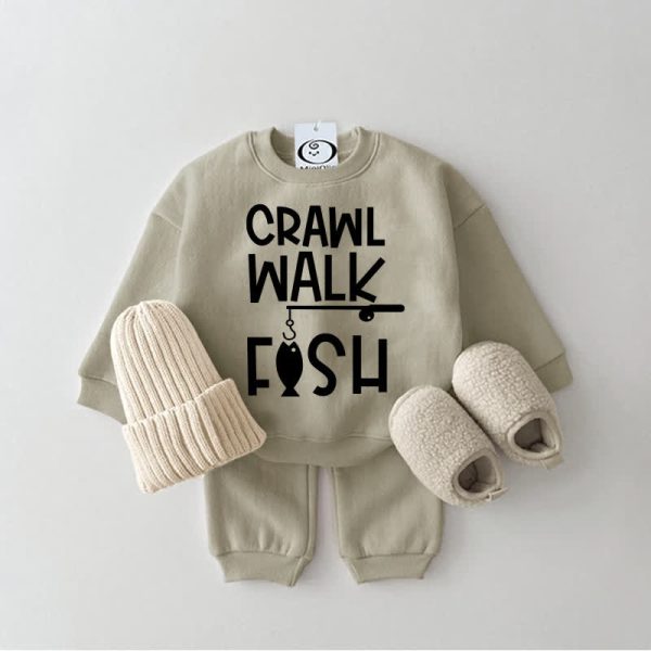 CRAWL WALK FISH Baby Sweatsuit 2-piece Set