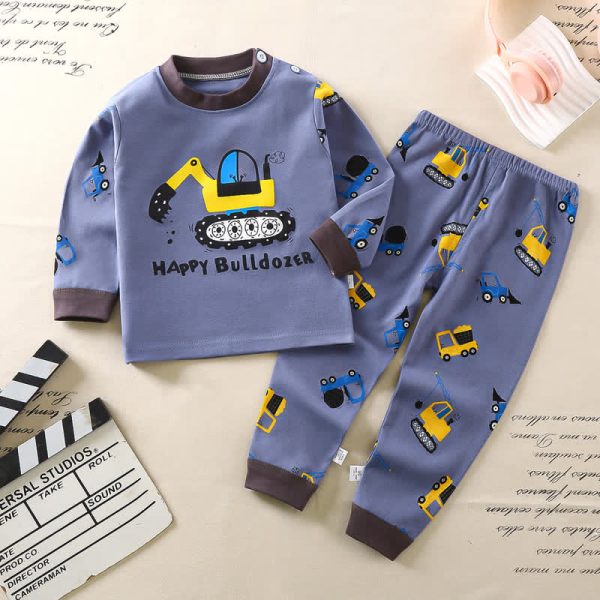 HAPPY BULLDOZER Toddler 2-Piece Blue Set