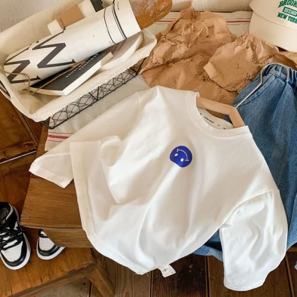Kid Smile Face White Simple T-Shirt