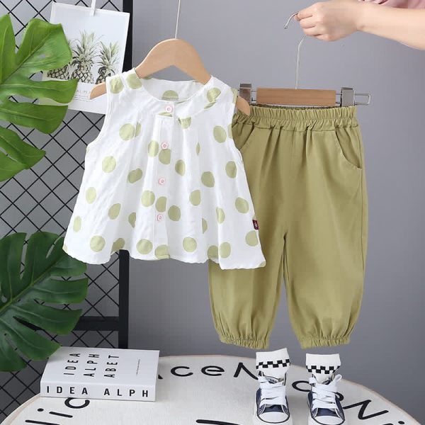 Baby Girl 2-Piece Dots Sleeveless Set