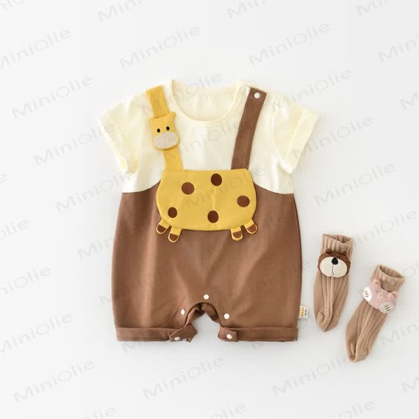 Baby Giraffe Fake Two Pieces Romper