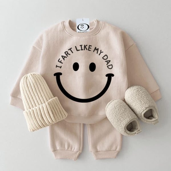 I FART LIKE MY DAD Baby 2-Piece Beige Set
