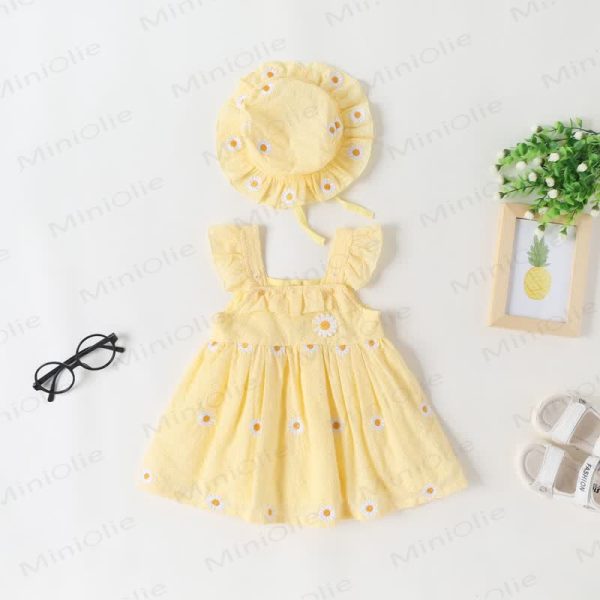 Baby Yellow Daisy Dress with Hat