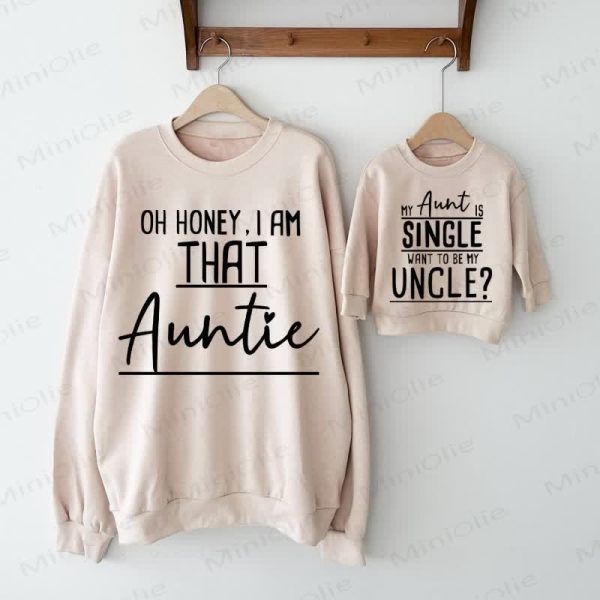 MY AUNT IS SINGLE WANT TO BE MY UNCLE Beige Family Sweatshirt
