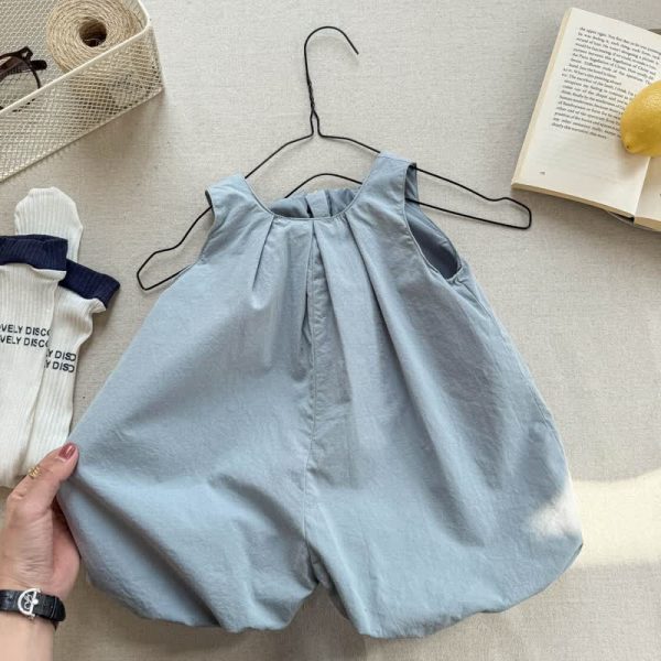 Toddler Girl Solid Color Plaid Short Overalls