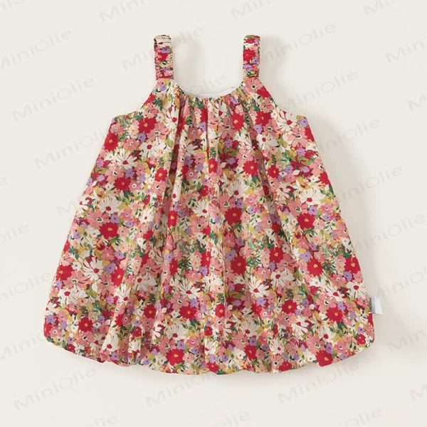 Toddler Cute Red Flower Suspenders Dress