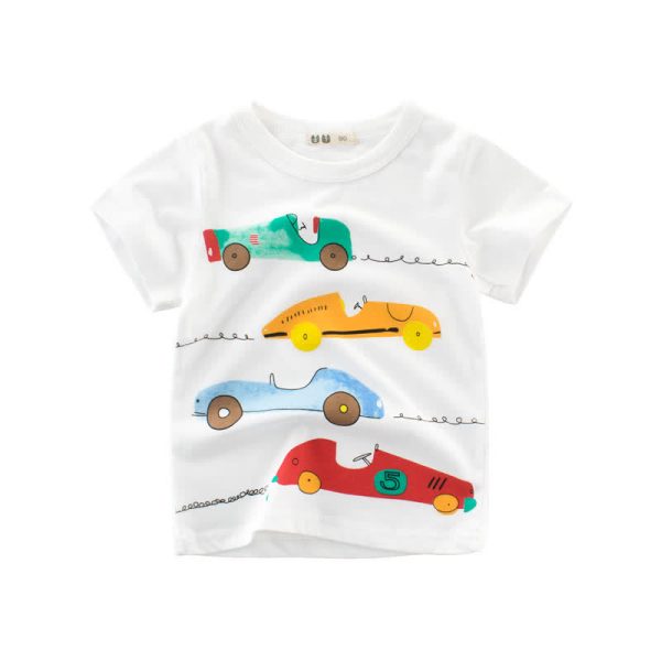 Kid Boy Racing Car White T-Shirt