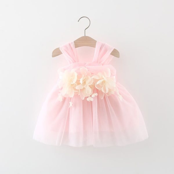 Baby Tulle 3D Flower Suspenders Trendy Dress
