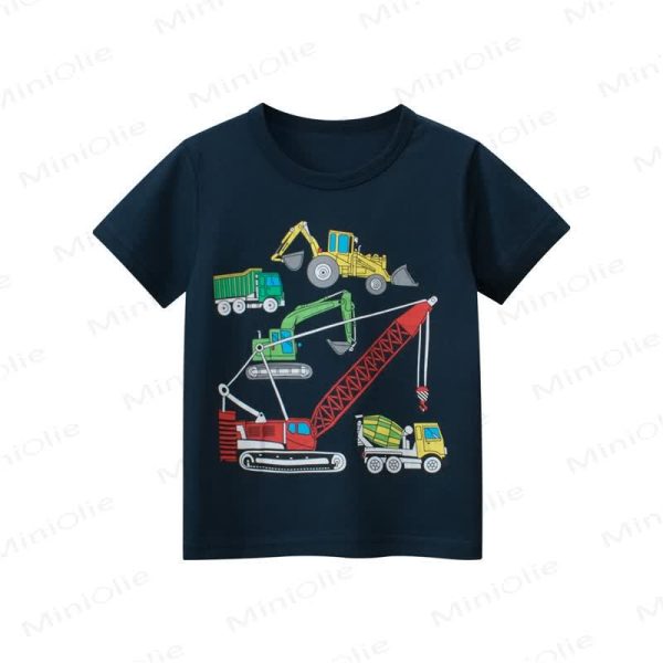 Kid Boy Construction vehicles White T-Shirt