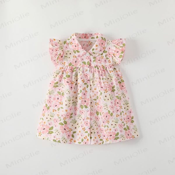 Baby Pastoral Style Pink Flower Sleeveless Dress