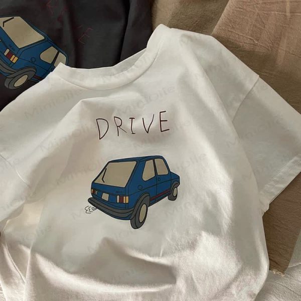 DRIVE Kid Boy Blue Cartoon Car T-Shirt