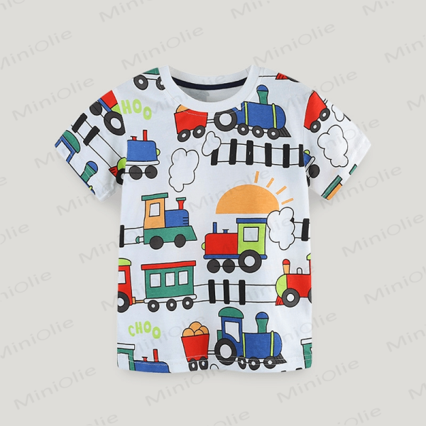 Baby Toddler Boy Cartoon Train White T-Shirt