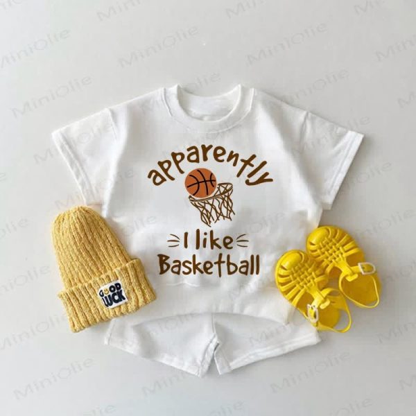 APRARENTLY I LIKE BASKETBALL Baby 2-piece White Set
