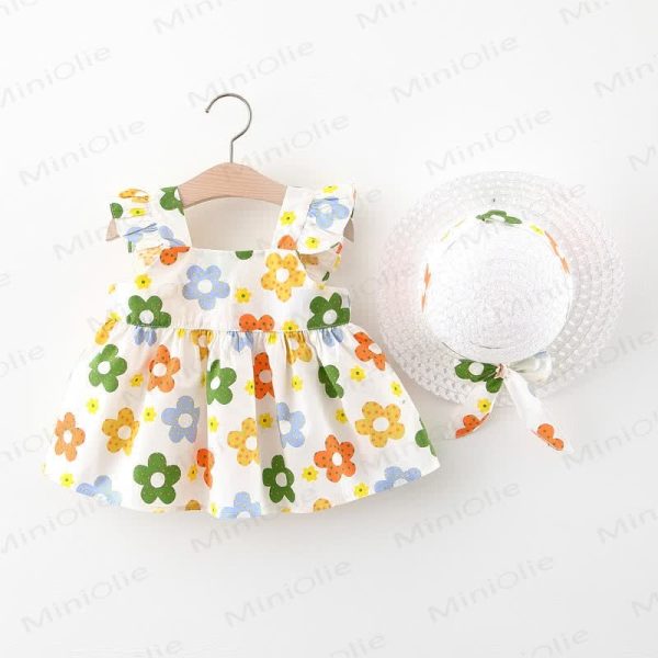 Baby Multicolor Flower Dress with Hat