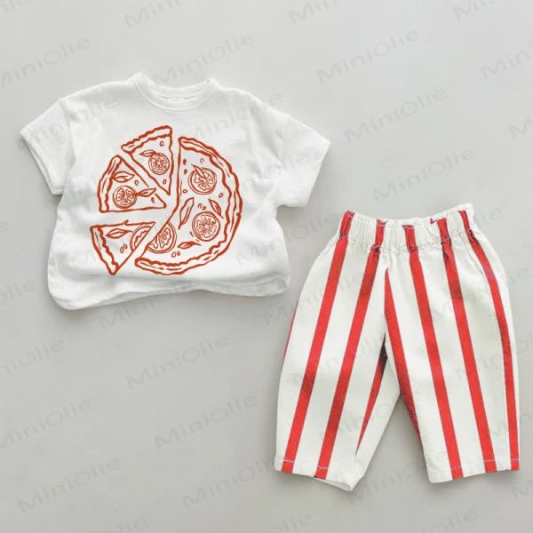 Baby 2-Piece Pizza Red Striped Set