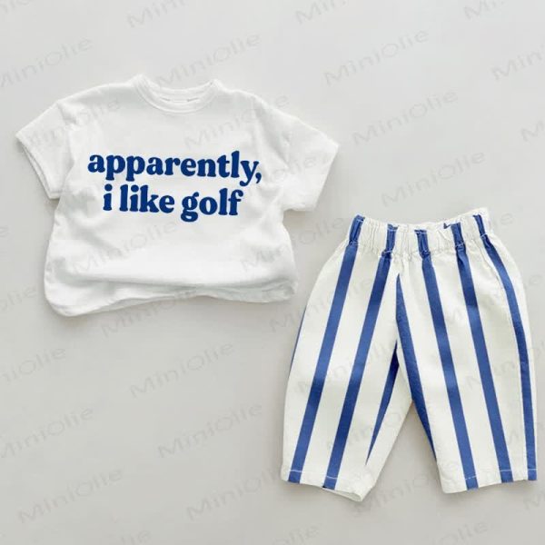 APPARENTLY I LIKE GOLF Baby 2-Piece Blue Striped Set