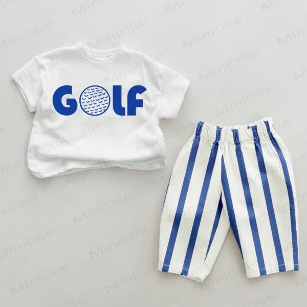 GOLF Baby Blue Vertical Striped 2-piece Set