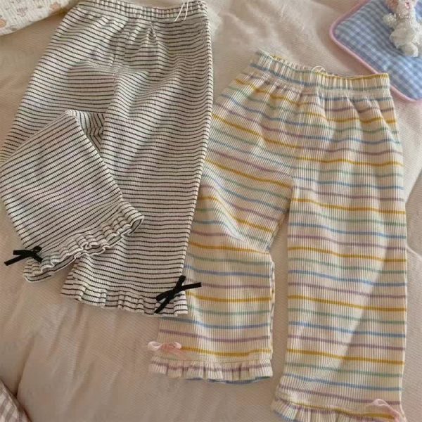 Toddler Lovely Striped Bow Pants