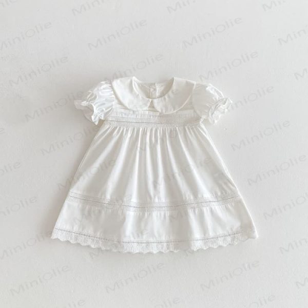Toddler Girl Solid Color White Sweet Dress