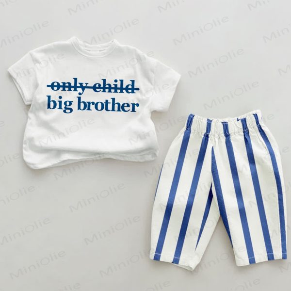 BIG BROTHER Baby Blue Vertical Striped 2-piece Set