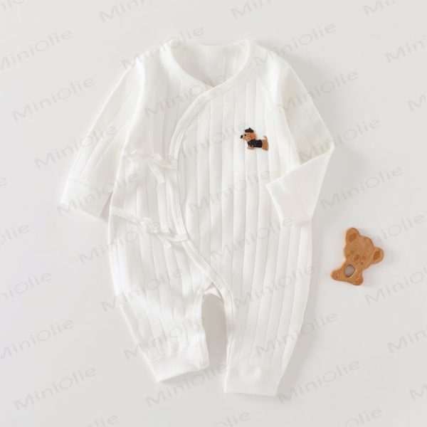 Baby Newborn Puppy Patch Kimono Romper