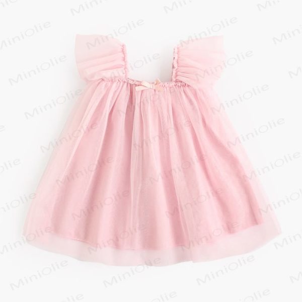 Baby Toddler Solid Color Tulle Bow Dress