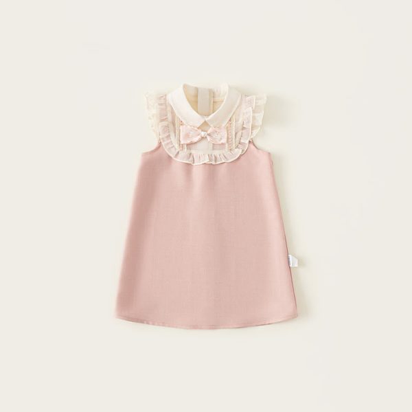 Toddler Pink Bow Sleeveless Elegant Dress